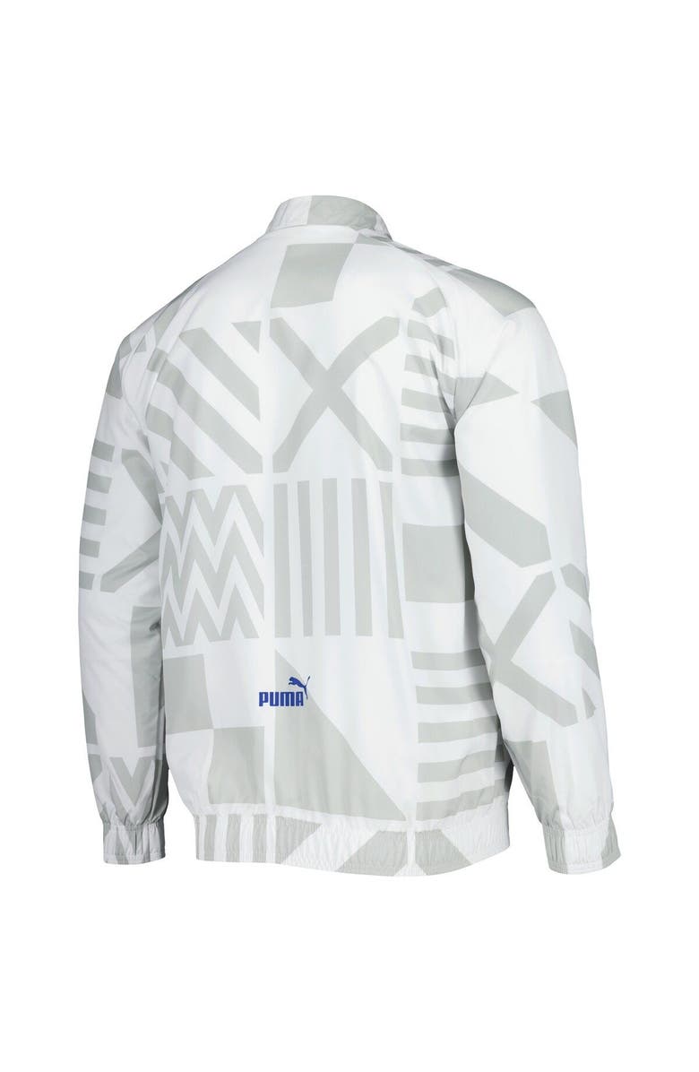 PUMA Men's Puma White Olympique Marseille Pre-Match Raglan Full-Zip Training Jacket, Alternate, color, White