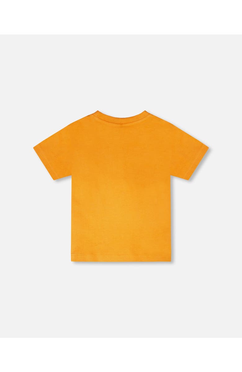 Deux par Deux Organic Cotton Zebra Print Short Sleeve T-Shirt, Alternate, color, Orange