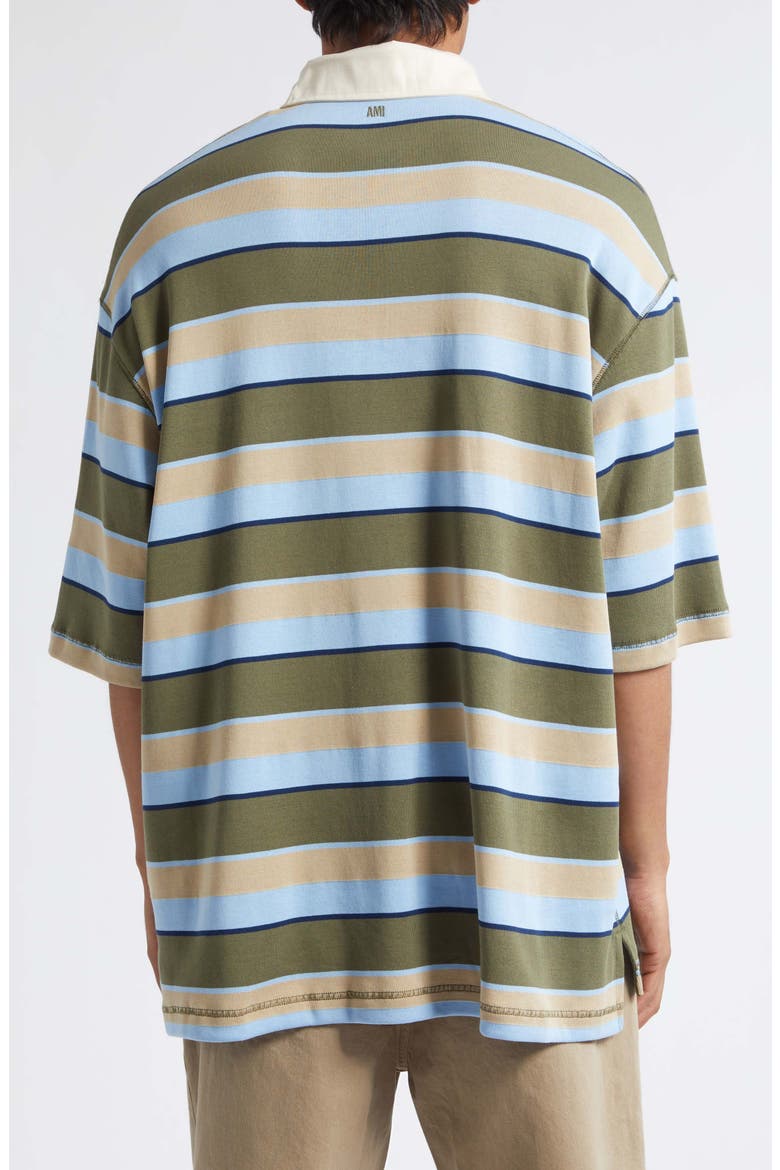 Oversize Stripe Cotton Polo, Alternate, color, BLEUCACH/ KAKI/ TAUPE/ ENCRE