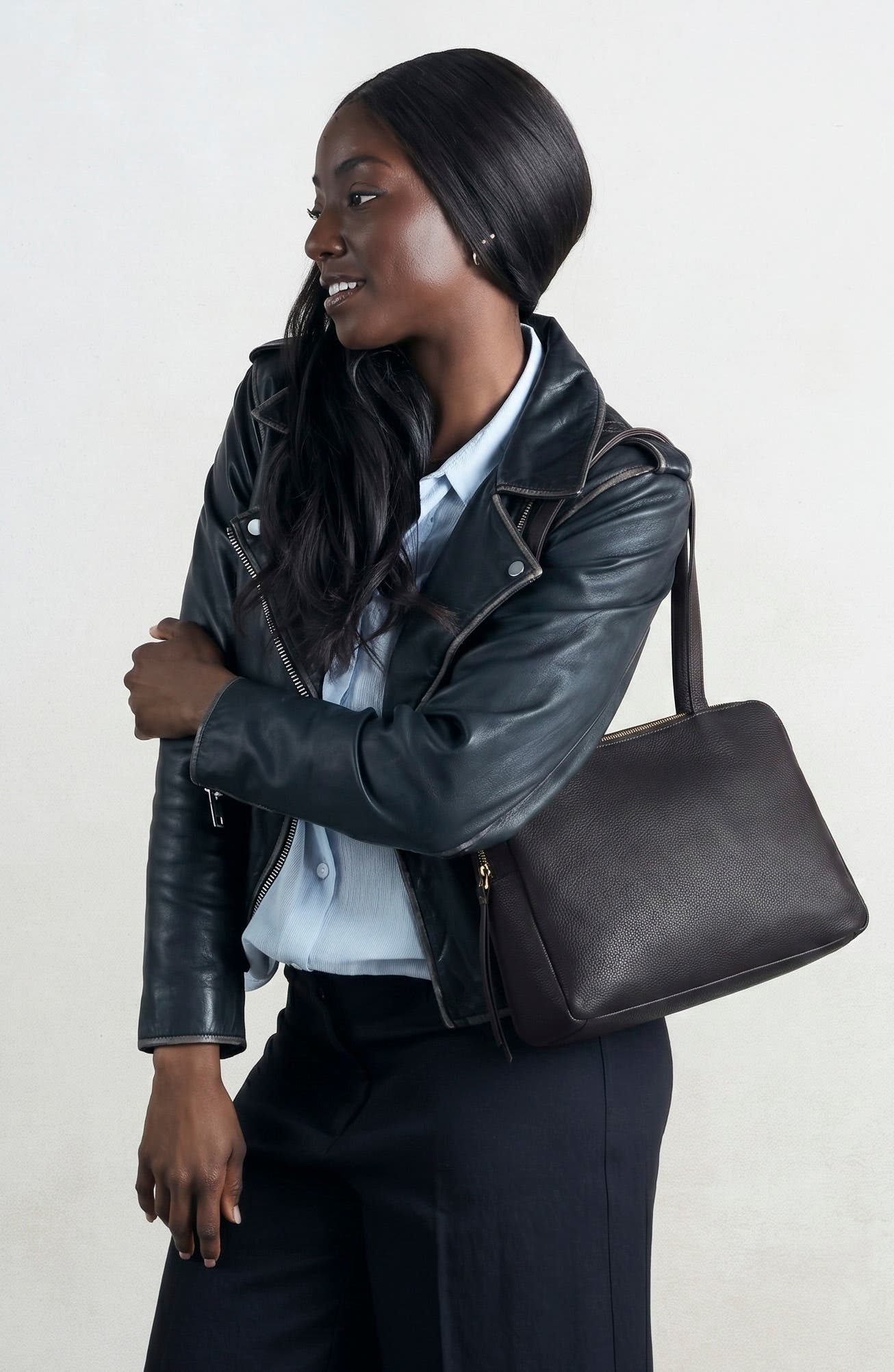 Starr Leather Tote, Alternate, color, BLACK