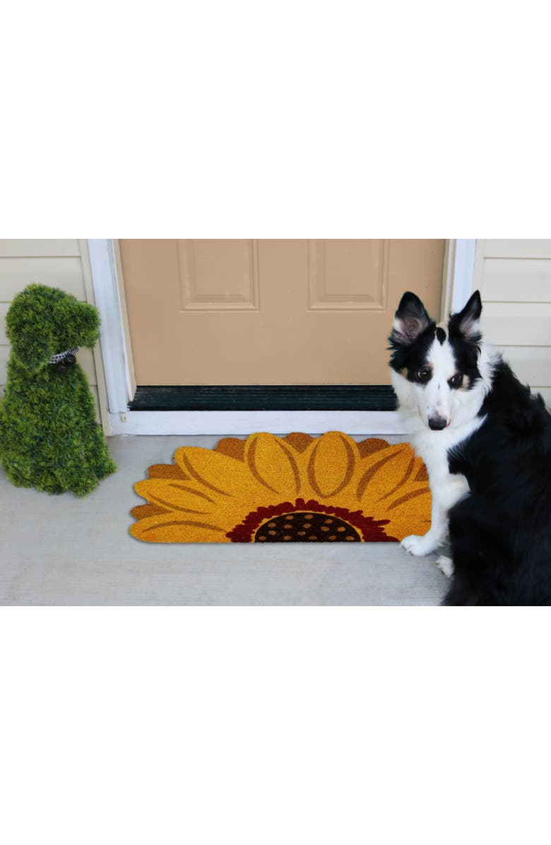 tag Sunflower Flower Shaped Natural Coir Welcome Doormat, Alternate, color, Yellow