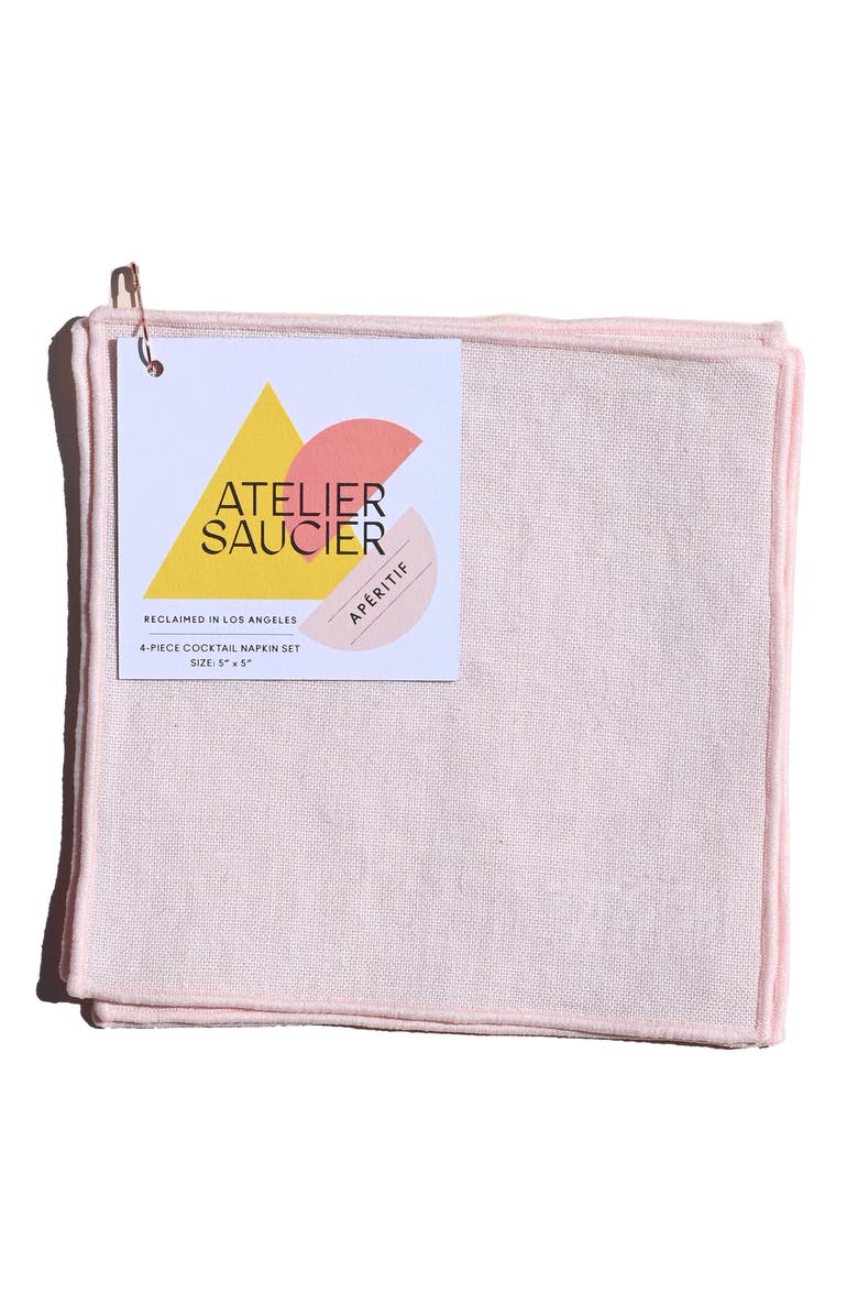 ATELIER SAUCIER Apéritif Set of 4 Embroidered Edge Cocktail Napkins, Alternate, color,