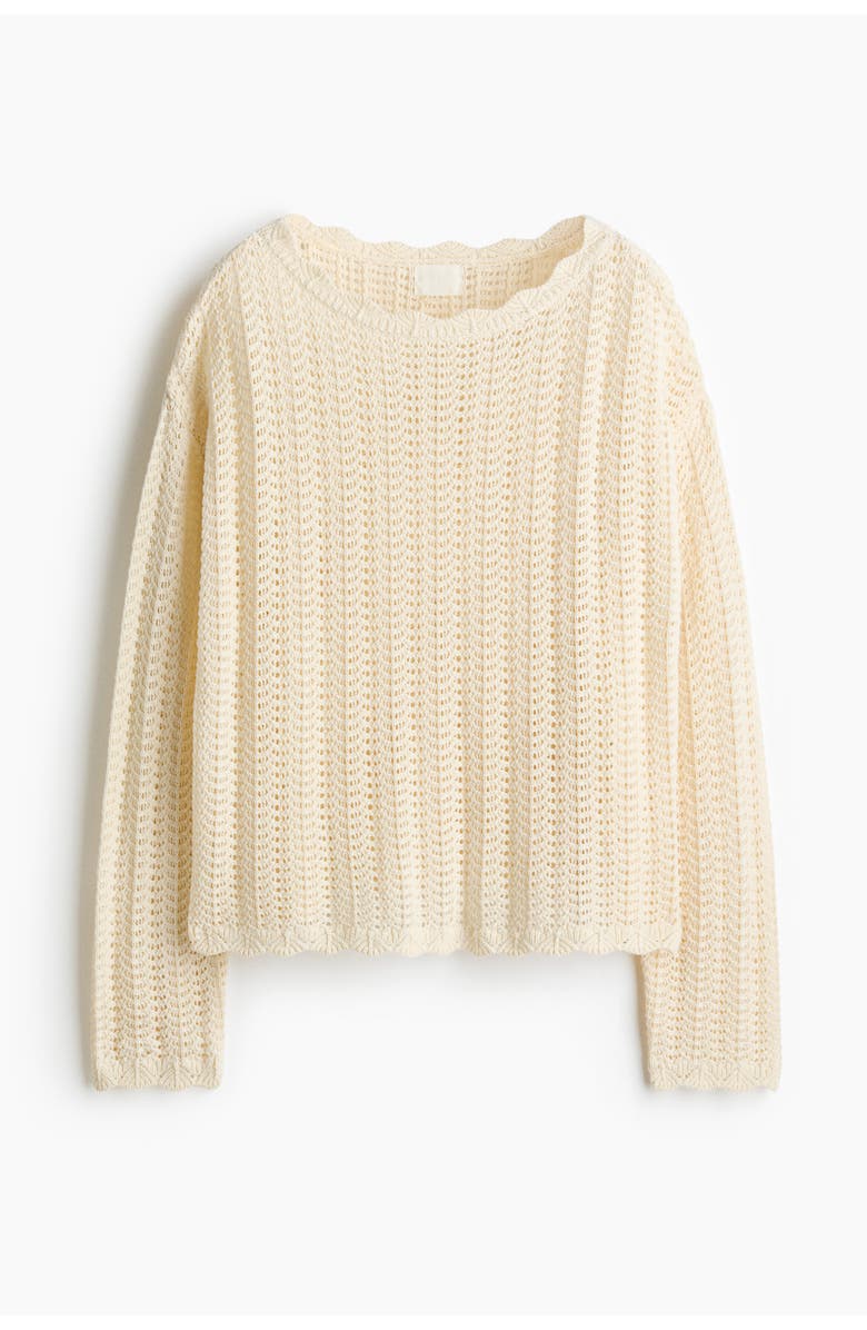 H&M Pointelle-knit Jumper, Main, color, Light Beige
