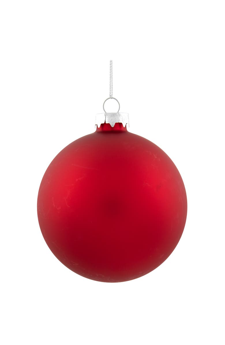 Northlight 2-Finish Christmas Glass Ball Ornaments - 4" (100mm) - Red - 4ct, Alternate, color, Red