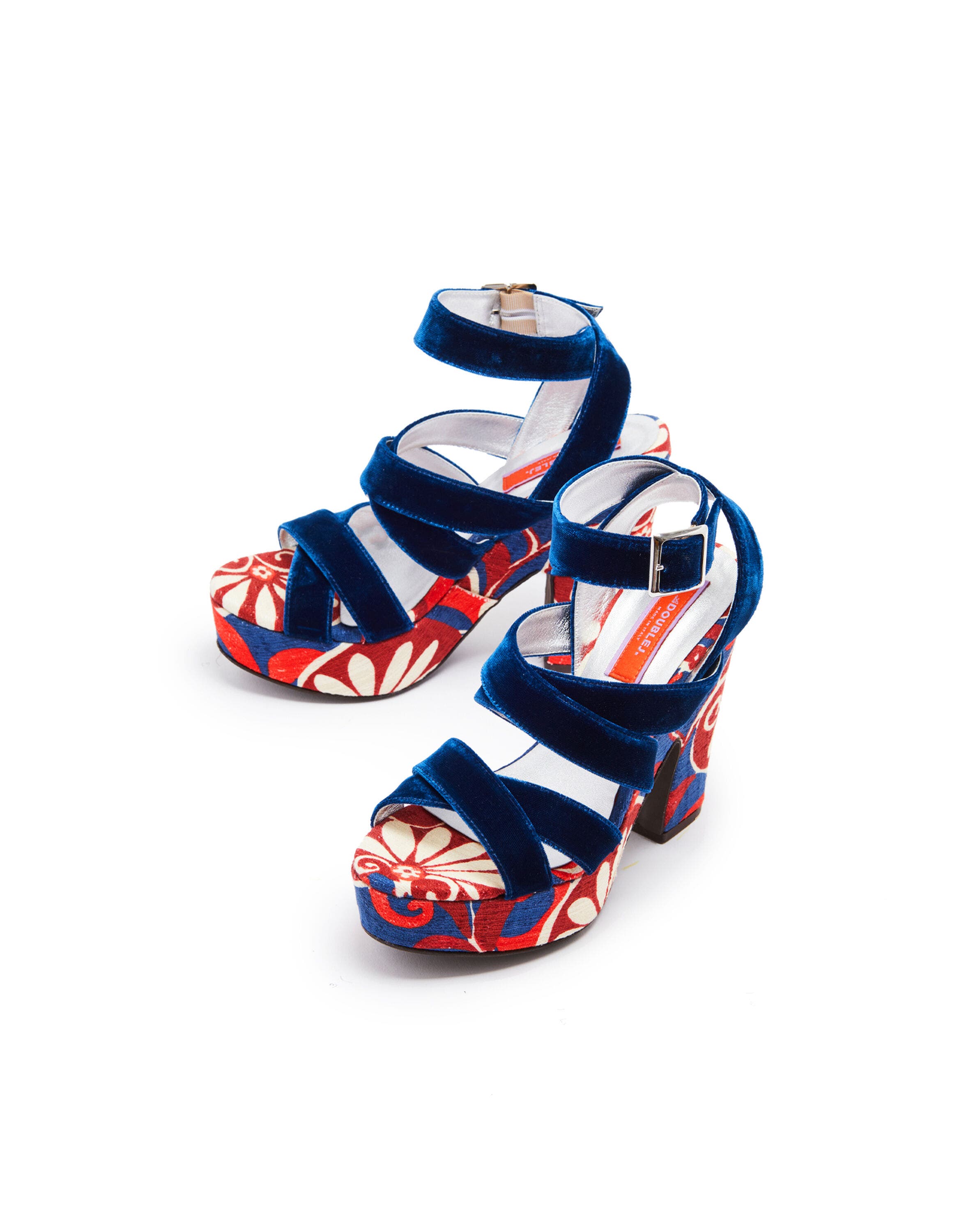 La DoubleJ Medal Wedge Moonflower Navy, Alternate, color, Moonflower Navy