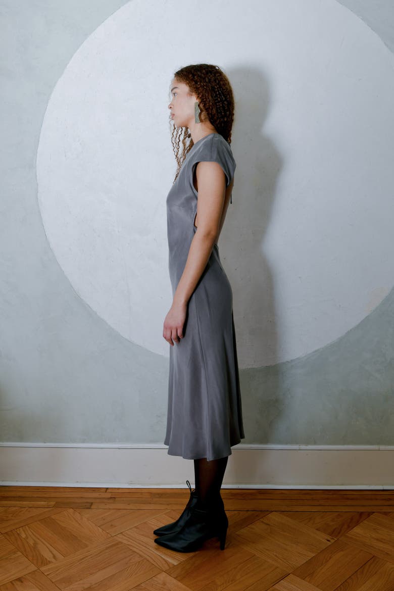 Cappella Open Back Midi Dress, Alternate, color, Graphite