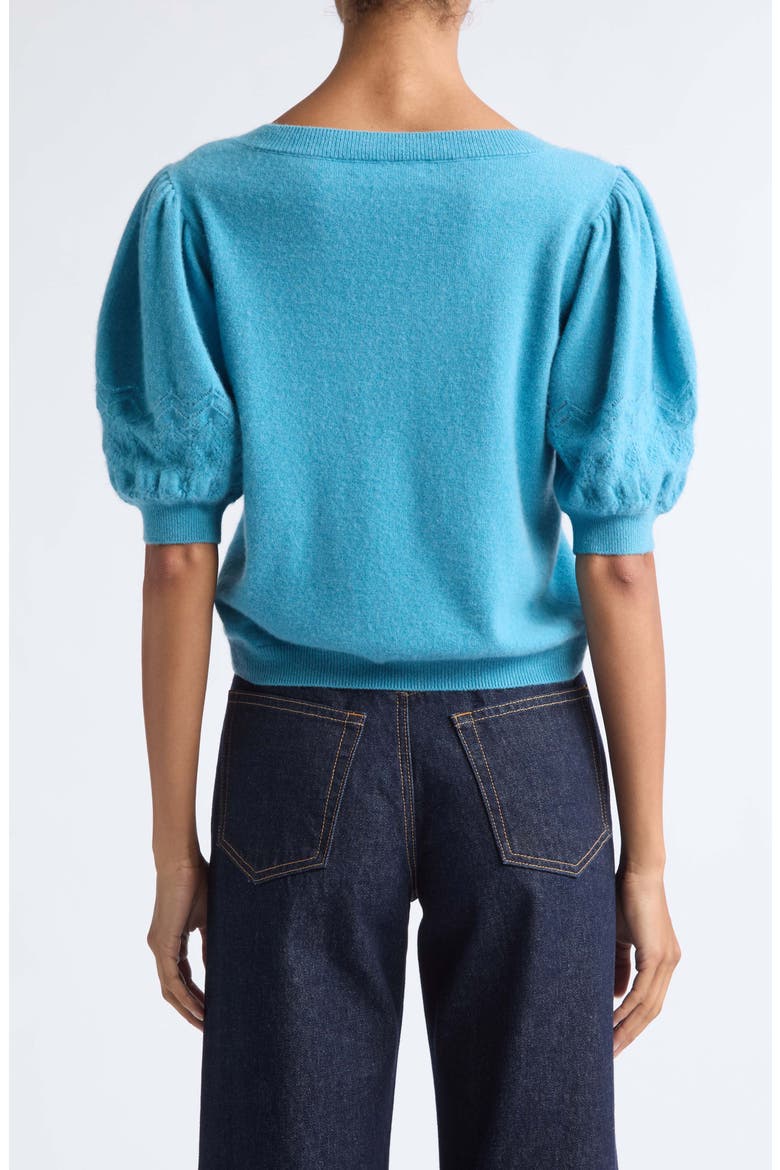 Reina Puff Sleec Cashmere Sweater, Alternate, color, CERULEAN