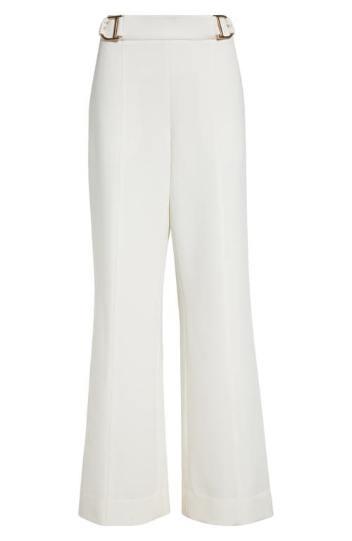 Elie Tahari The Ines Wide-leg Metallic Buckle Pants In Sky White