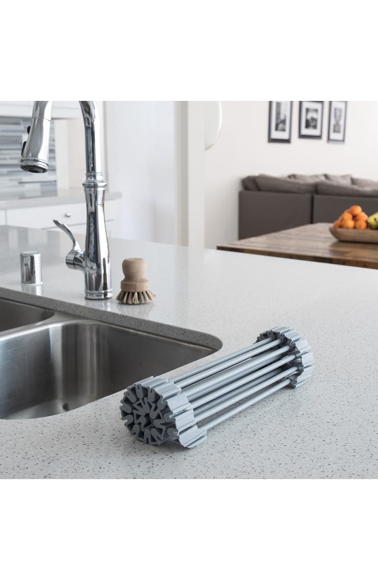 Better Houseware Multipurpose Roll Up Rack, Silicone coated Stainless Steel, Small, Alternate, color, Gray