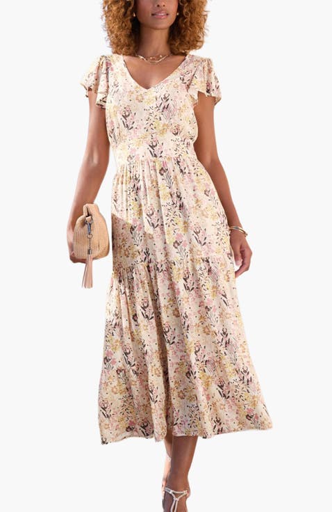 Flutter Sleeve Floral Dress