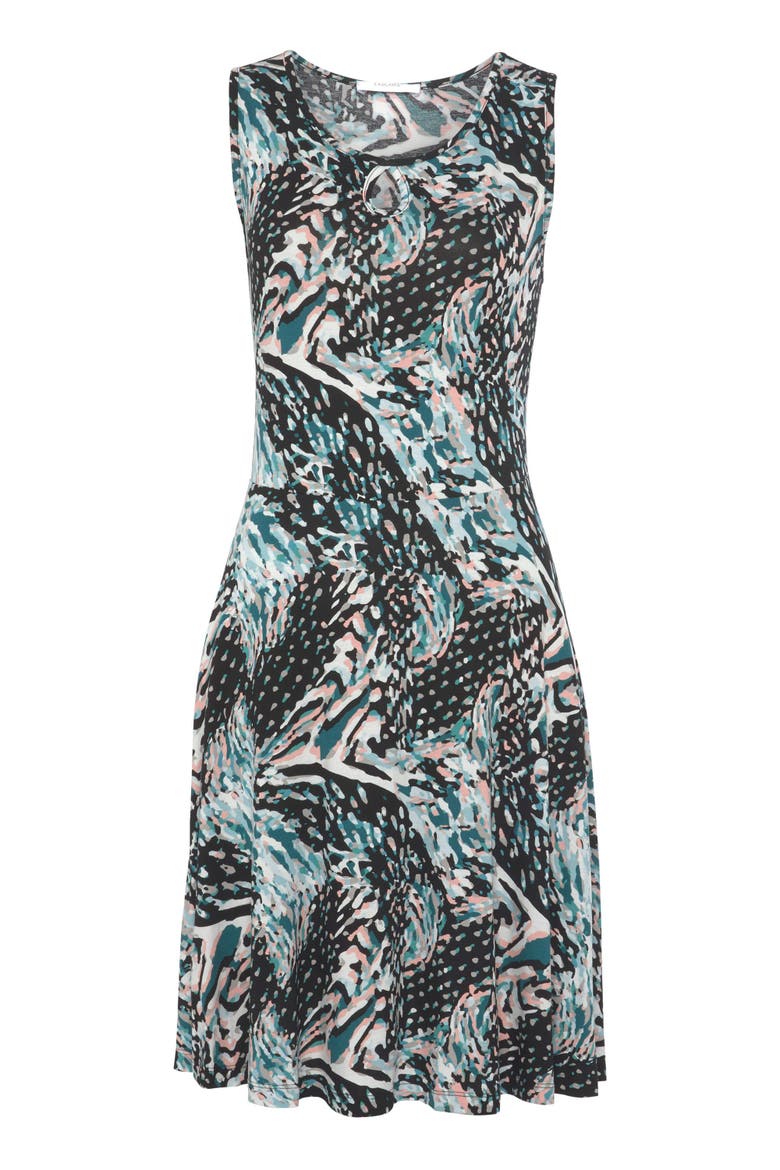 Printed Keyhole Dress, Alternate, color, Black Multi