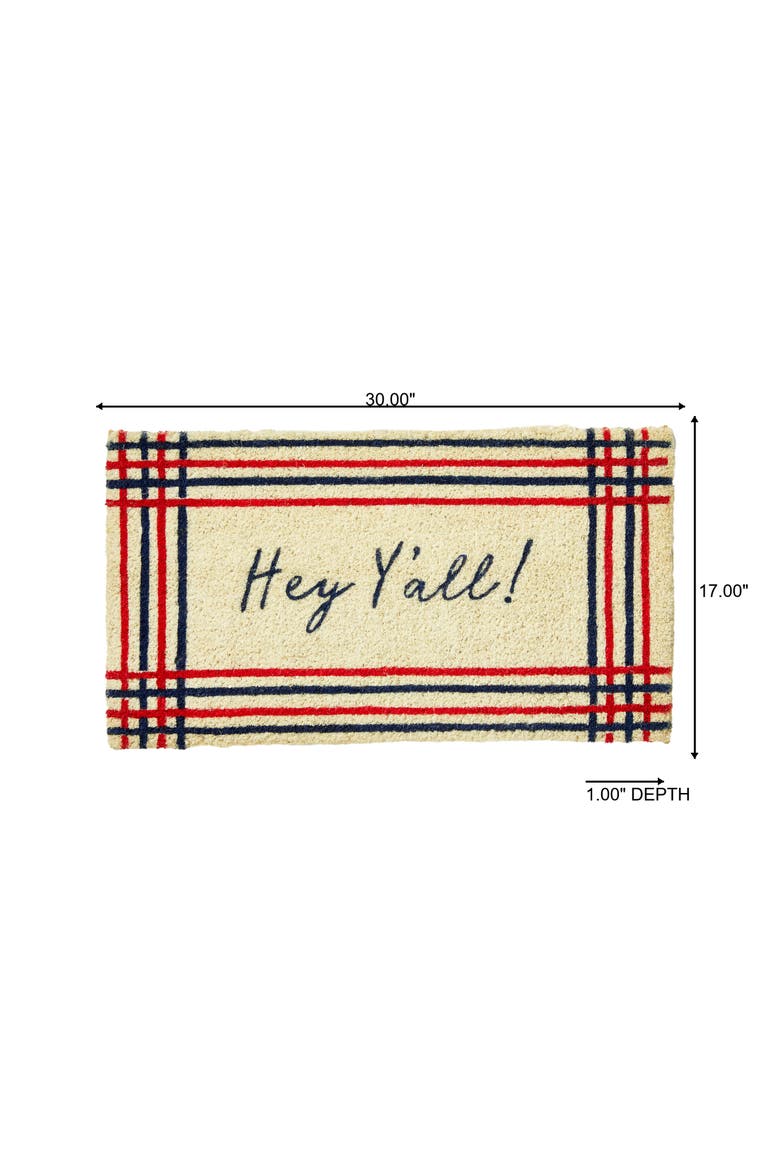 Hey Yall Coir Door Mat - Everyday Welcome Multi-Color Rug, Alternate, color, Beige