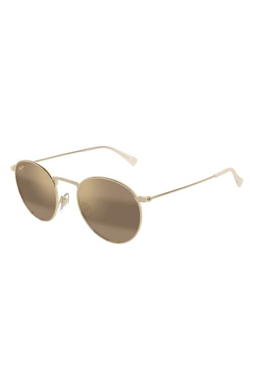 Maui Jim Pukaua 50mm Small Polarized Square Sunglasses In Shiny Light Gold W/yellow