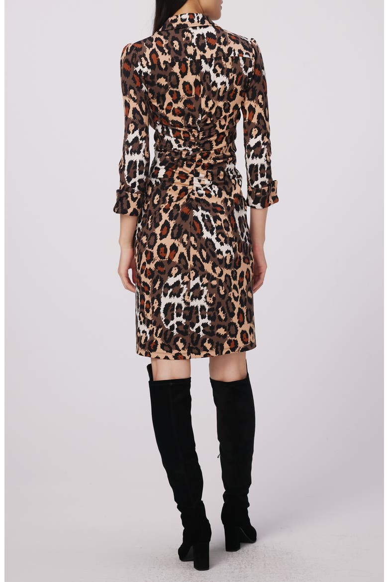 Sheska Animal Print Ruched Shirtdress, Alternate, color, JUNGLE CAT SM