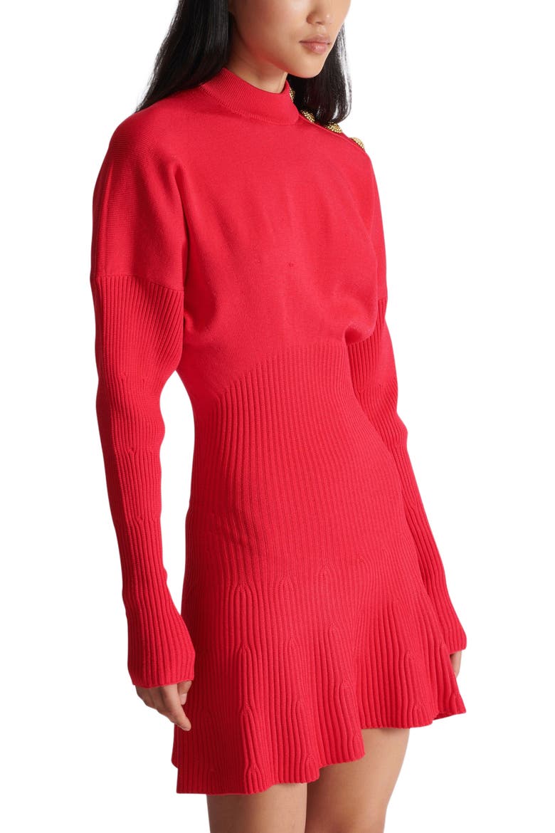 Flared knit short dress, Alternate, color, pink
