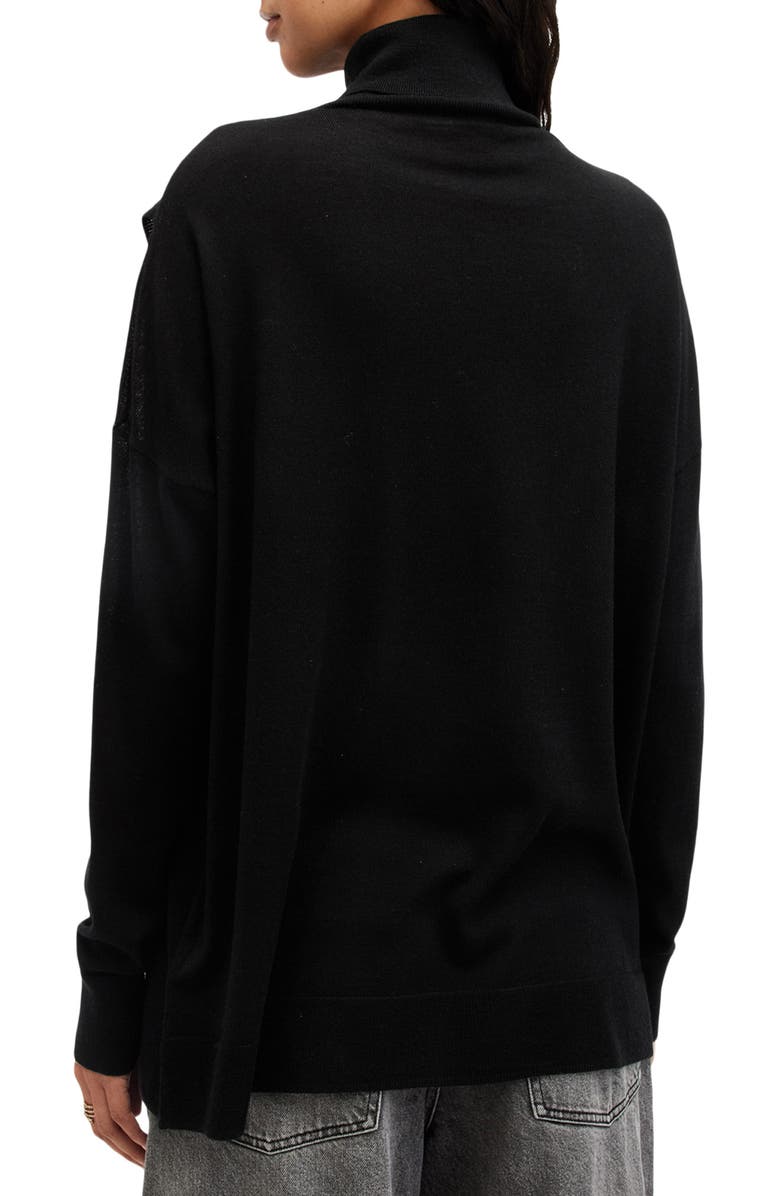 AllSaints Bern Merino Wool Turtleneck Sweater, Alternate, color, Black