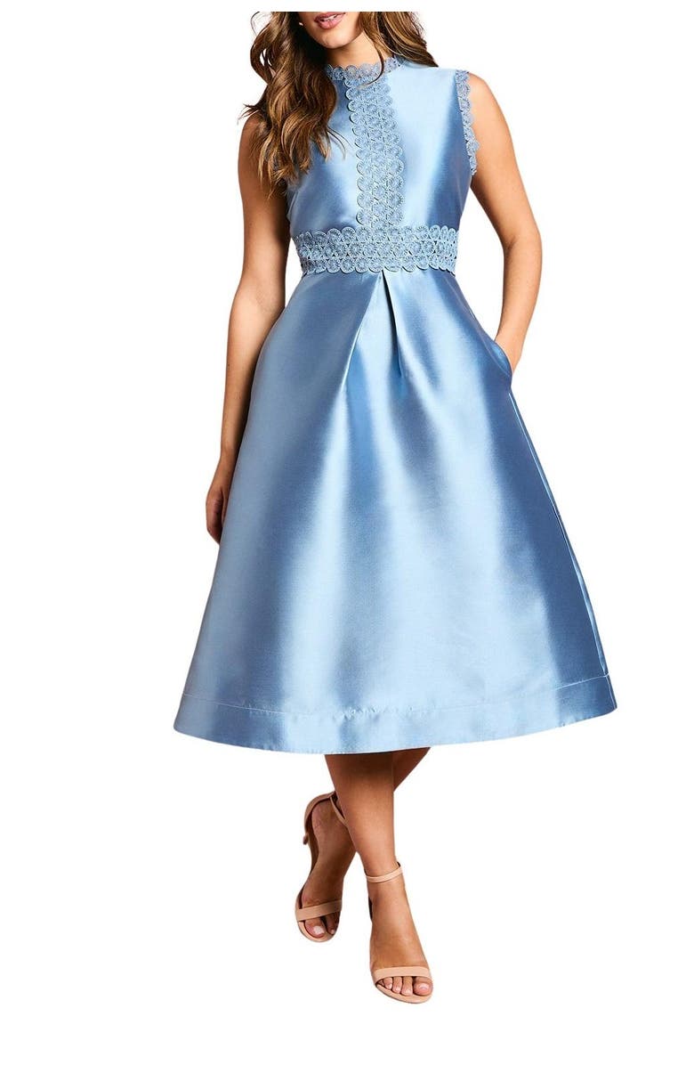 Coast Twill Lace Dress, Alternate, color, Dusty Blue