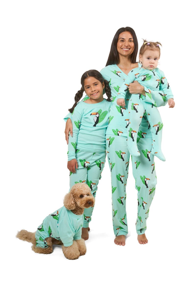 Kids Two-Piece Cotton Printed Matching Family Pajamas, Animal Friends, Alternate, color, Toucan Bird