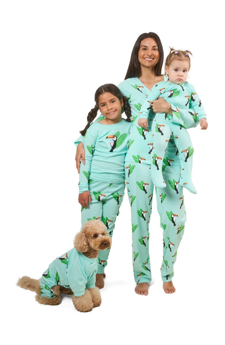 Leveret Two-Piece Cotton Printed Matching Family Pajamas, Animal Friends, Alternate, color, Toucan Bird