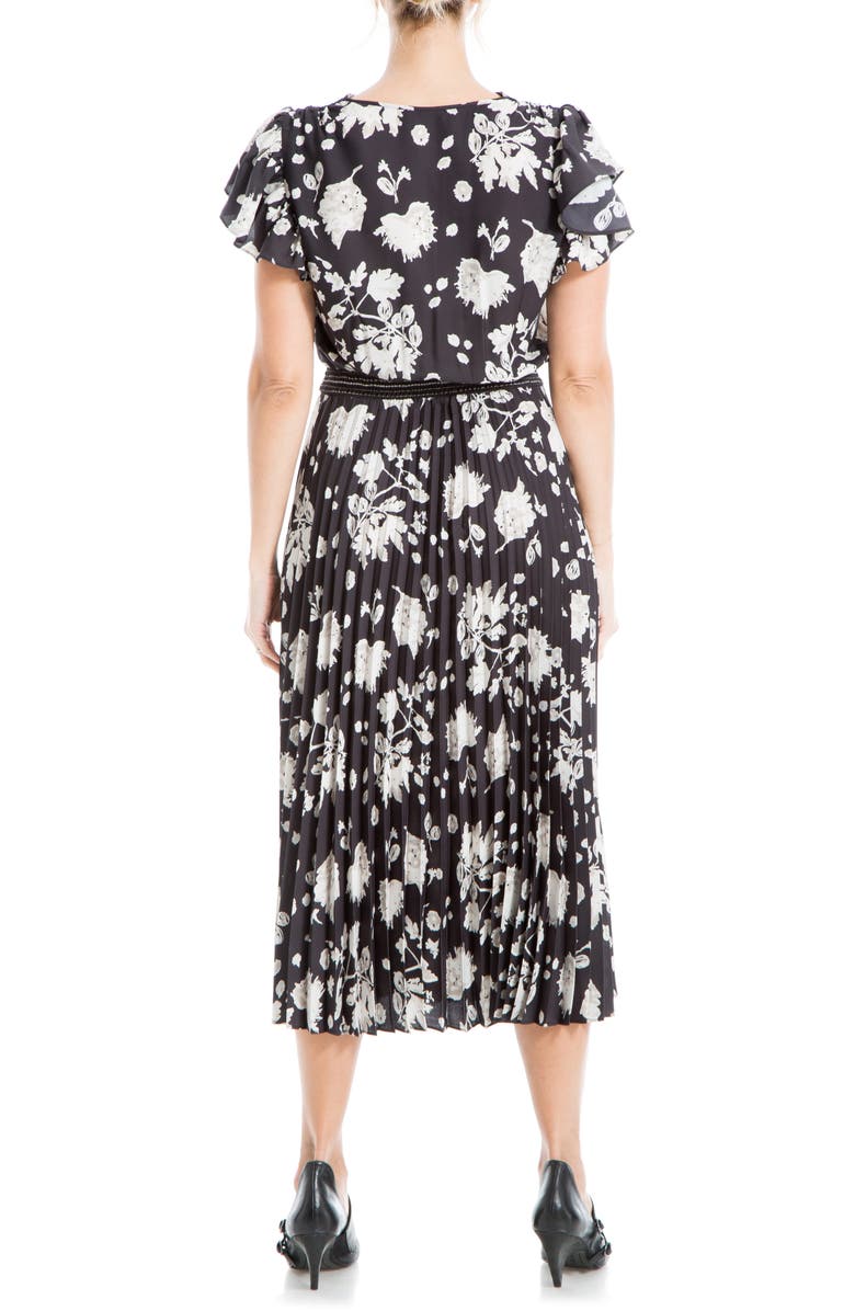 MAX STUDIO Flutter Sleeve Pleated Midi Dress, Alternate, color,