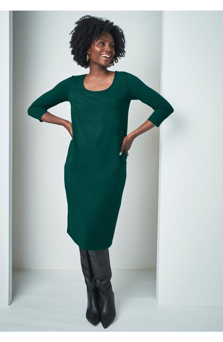 Jessica London Stretch Cotton T-Shirt Dress, Main, color, Emerald Green