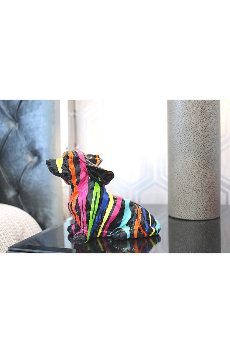 INTERIOR ILLUSIONS Graffiti Windy Sitting Puppy Statue, Alternate, color, Graffiti/Multi-Color