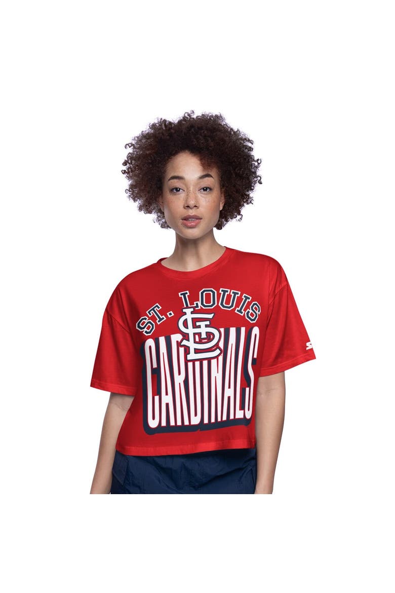 Women's Starter Red St. Louis Cardinals Play the Ball Boxy Cropped T-Shirt, Main, color, Red