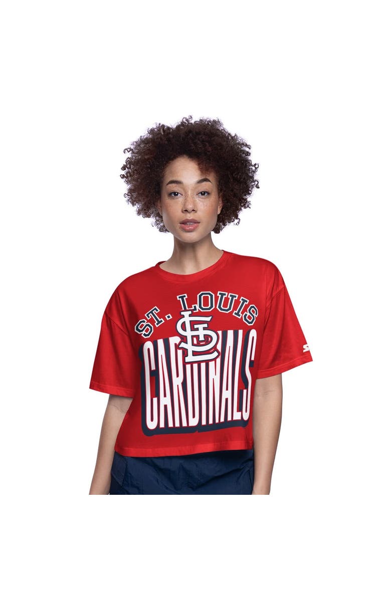 STARTER Women's Starter Red St. Louis Cardinals Play the Ball Boxy Cropped T-Shirt, Main, color, Red