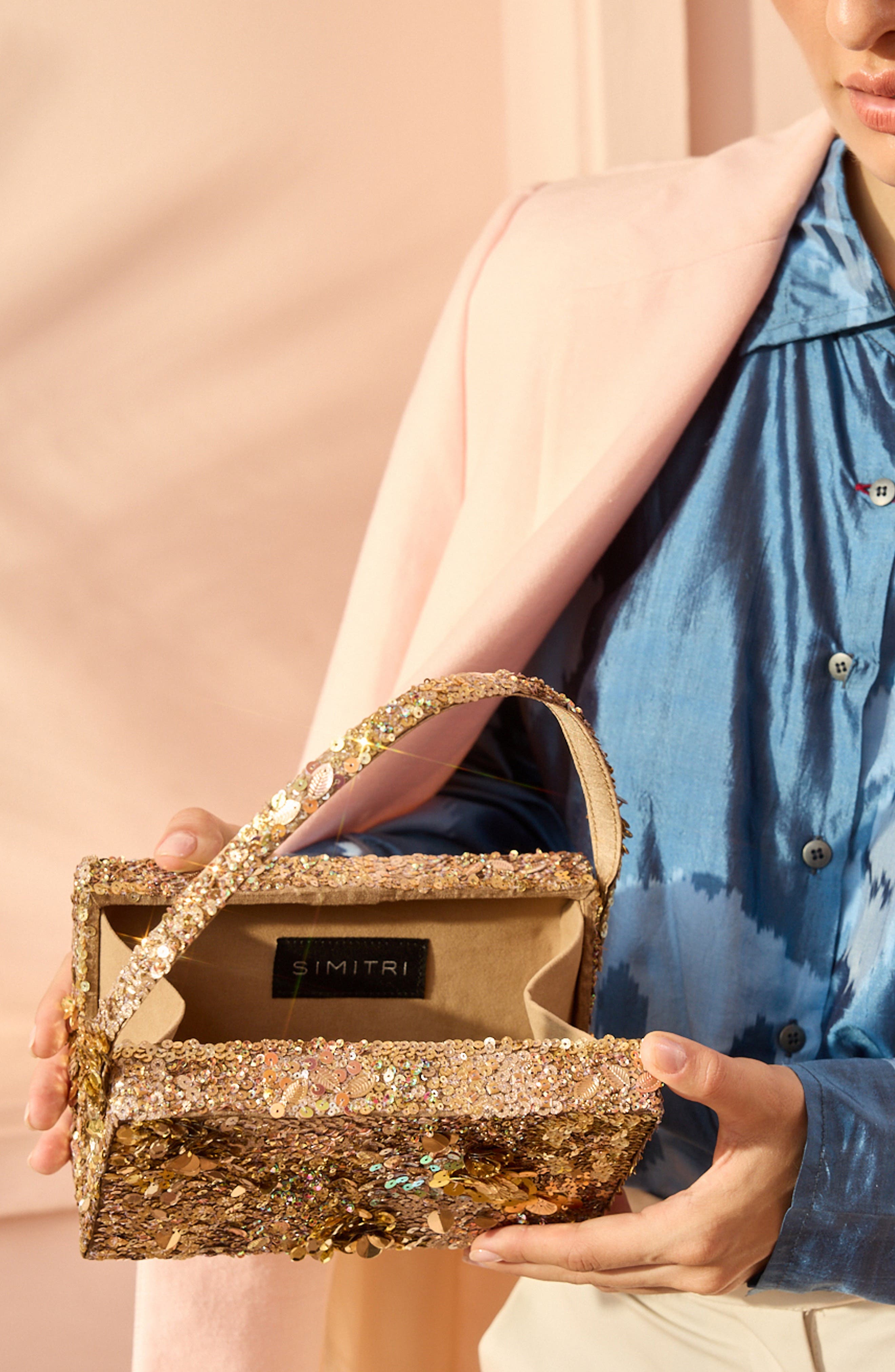 Sequin Box Clutch, Alternate, color, Golden Ember