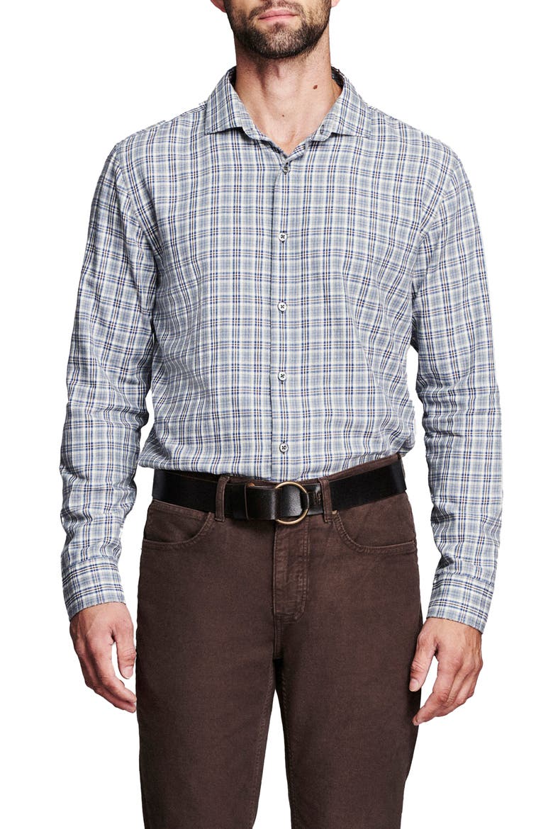 Hutcheson Plaid Cotton Twill Sport Shirt, Main, color, BLUE MULTI