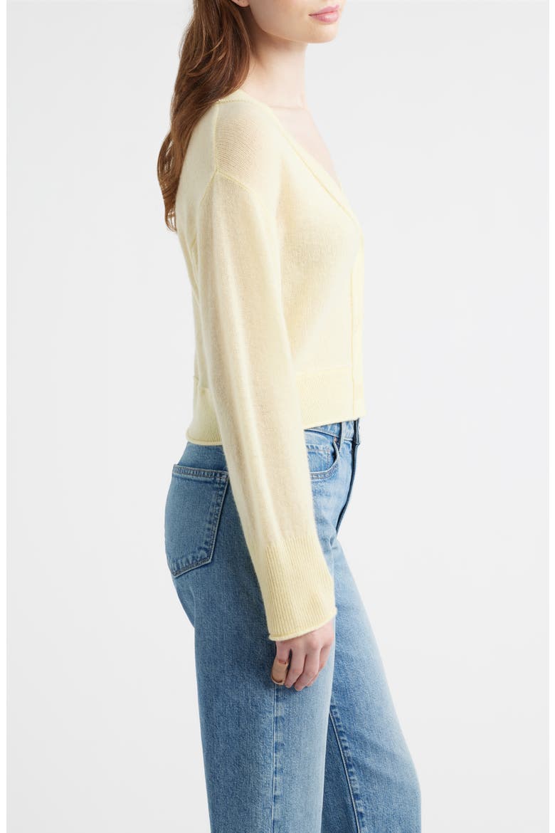 Lawrence Crop Cashmere Cardigan, Alternate, color, LIGHT LEMON