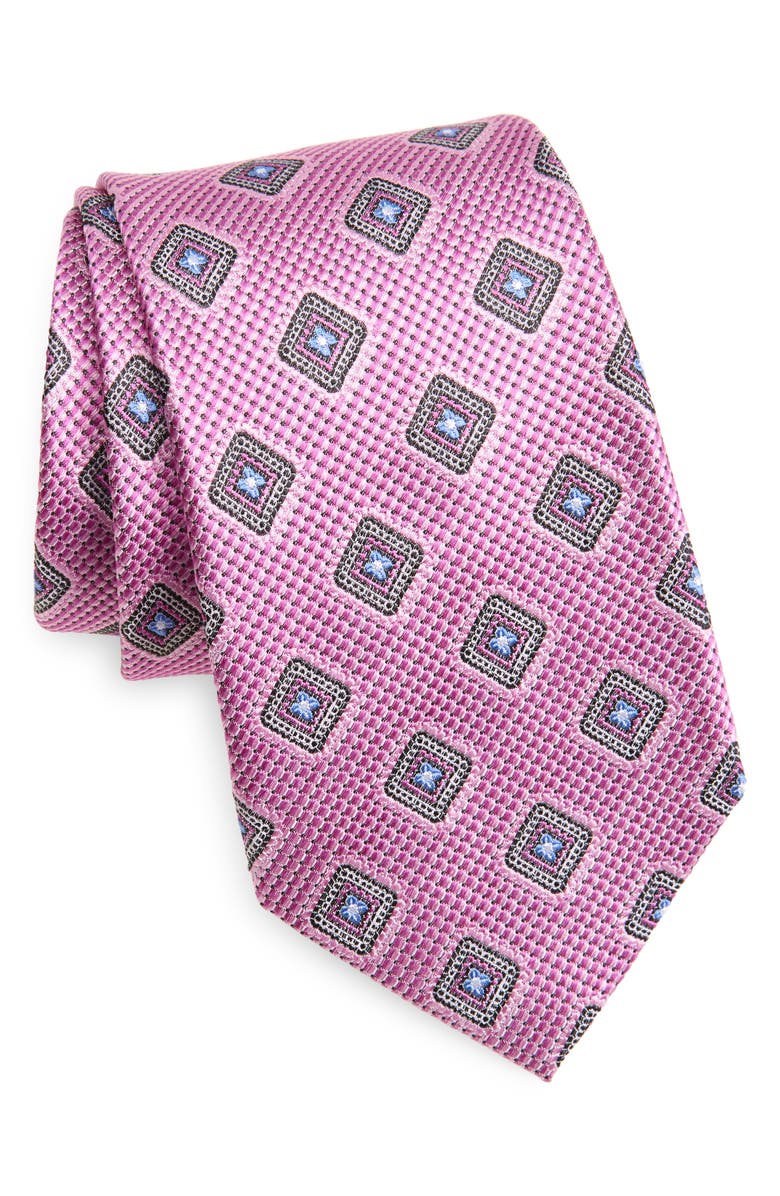 Nordstrom Diamond Pattern Silk Jacquard Tie, Main, color, Pink
