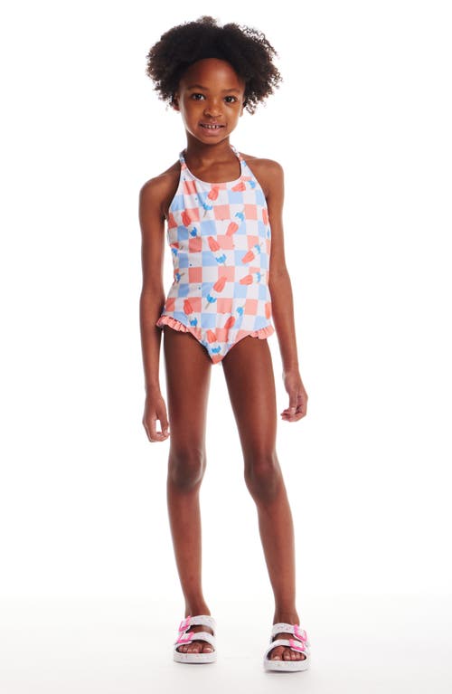 ANDY & EVAN ANDY & EVAN KIDS' BEADED HALTER ONE-PIECE SWIMSUIT 