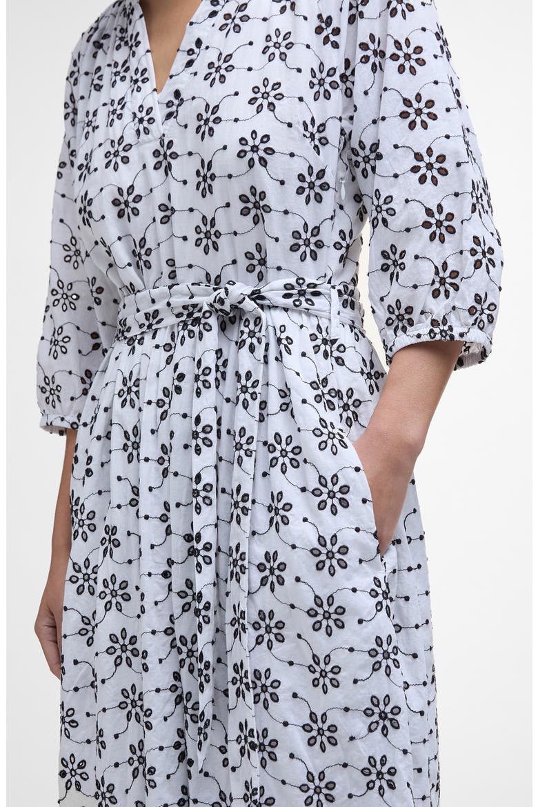 Erin Embroidered Eyelet Cotton Midi Dress, Alternate, color, WHITE