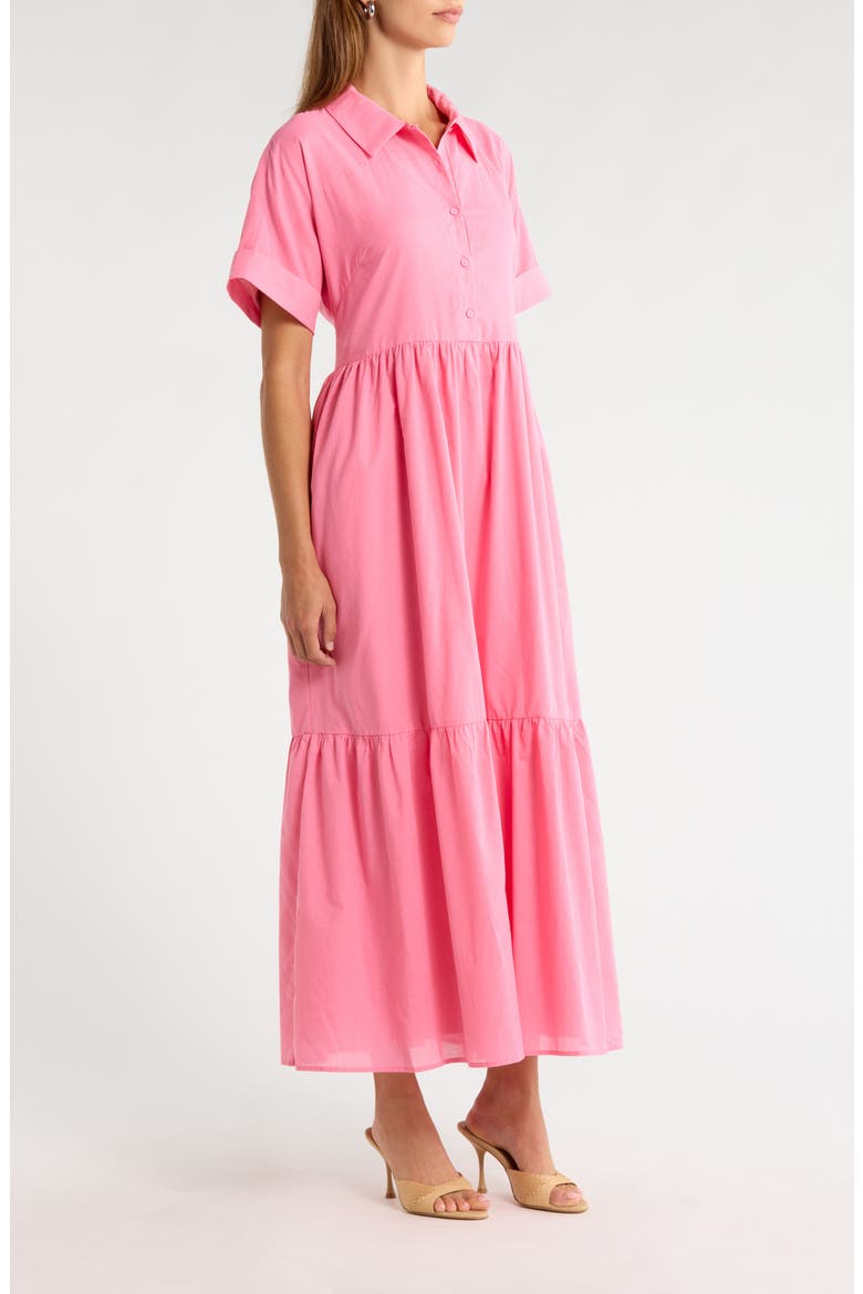 Astera Tiered Maxi Shirtdress, Alternate, color, PINK