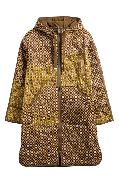 Shop Avec Les Filles Reversible Quilted Parka In Micro Geo Olive