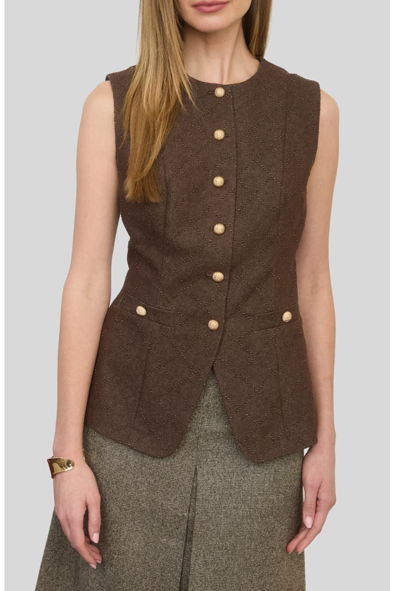Diamond Quilted Vest, Main, color, BROWN
