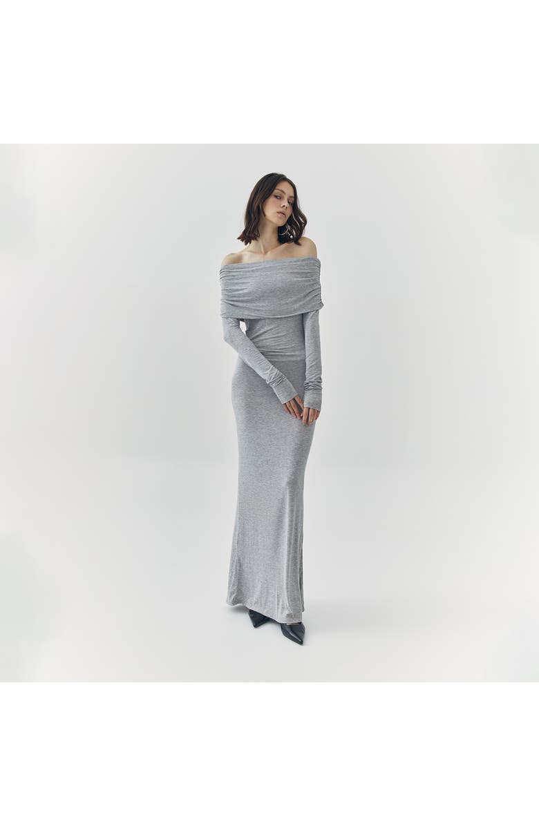 ATS Esme Off Shoulder Maxi Dress, Alternate, color, Grey