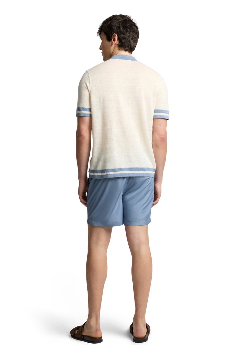 Linen Knit Camp Short Sleeve Shirt, Alternate, color, Egret/Marine
