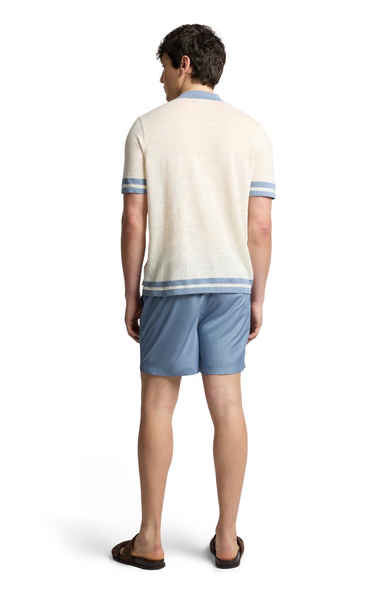 Onia Linen Knit Camp Short Sleeve Shirt, Alternate, color, Egret/Marine