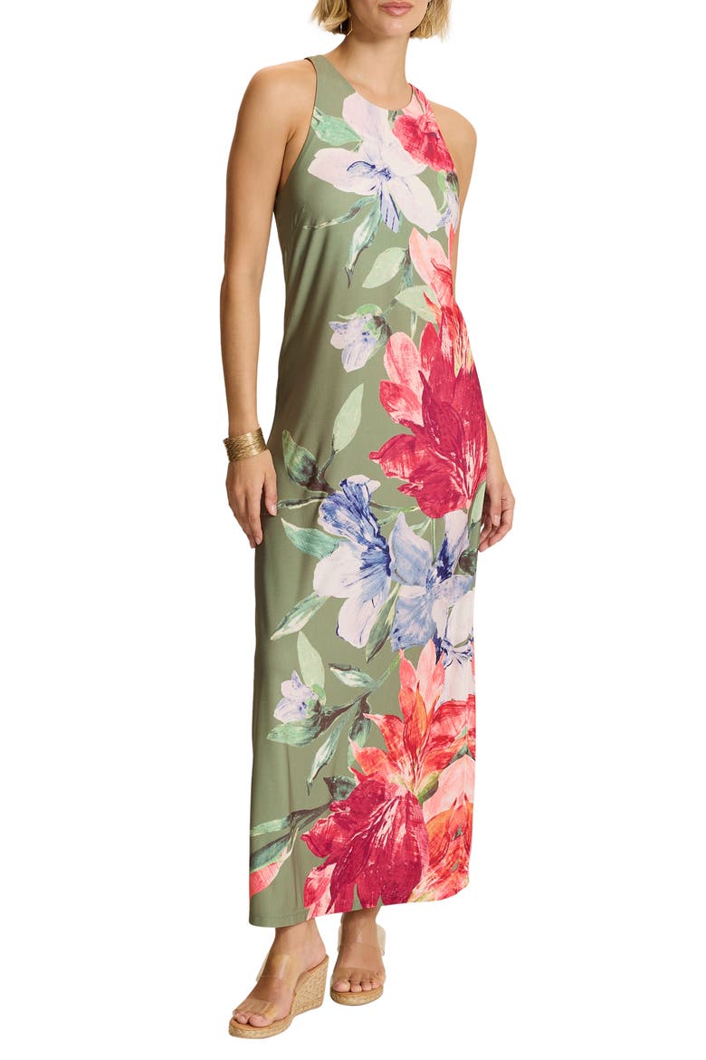 Jasmina Island Bloom Sleeveless Maxi Dress, Main, color, DUSTY SAGE