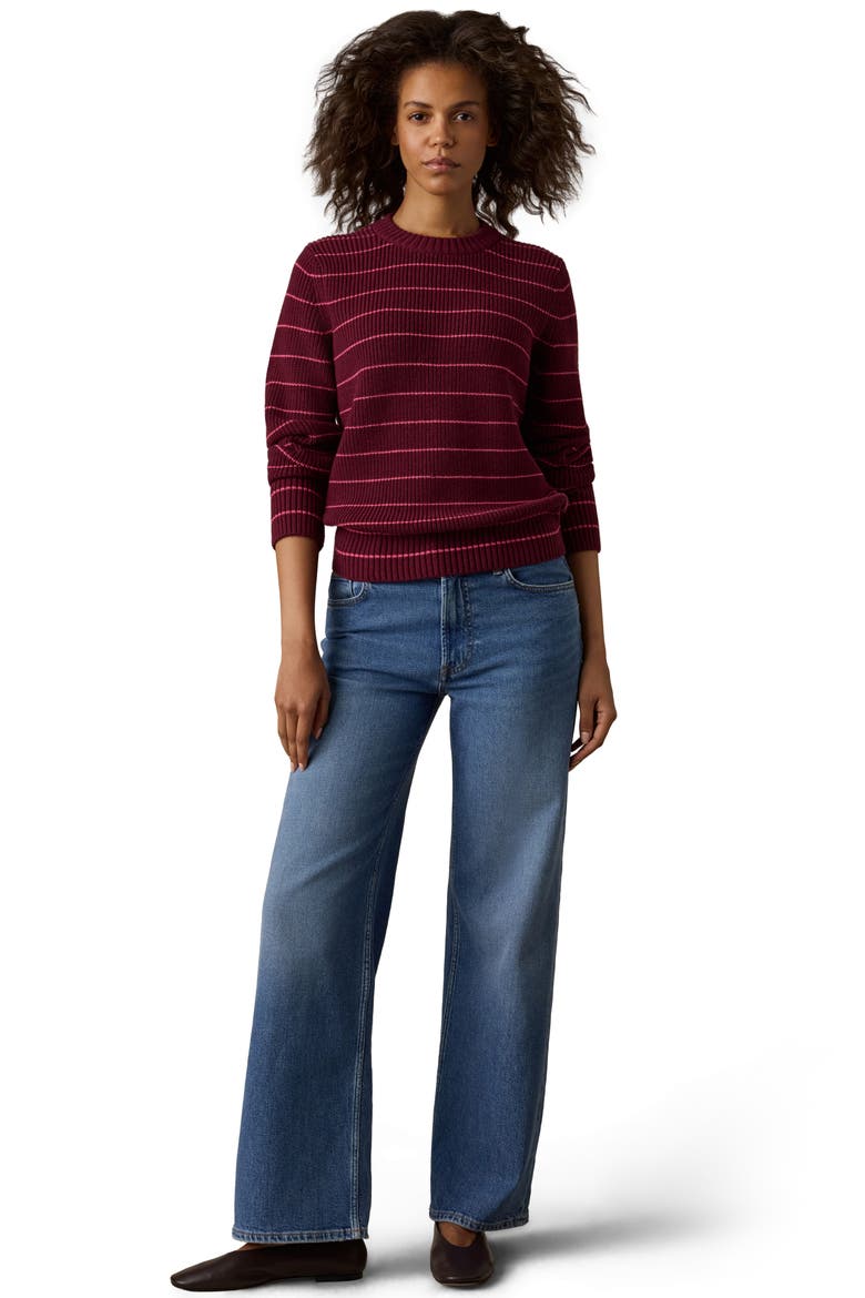 Northshore Crewneck Organic Cotton & Wool Sweater, Alternate, color, DESERT FLAME STRIPE