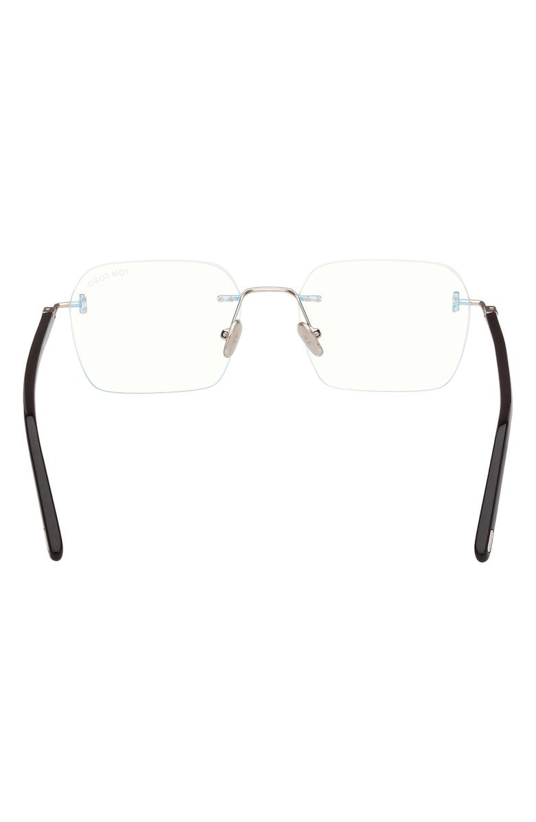 TOM FORD 54mm Rectangular Blue Light Blocking Optical Glasses, Alternate, color, Palladium Black / T Logo