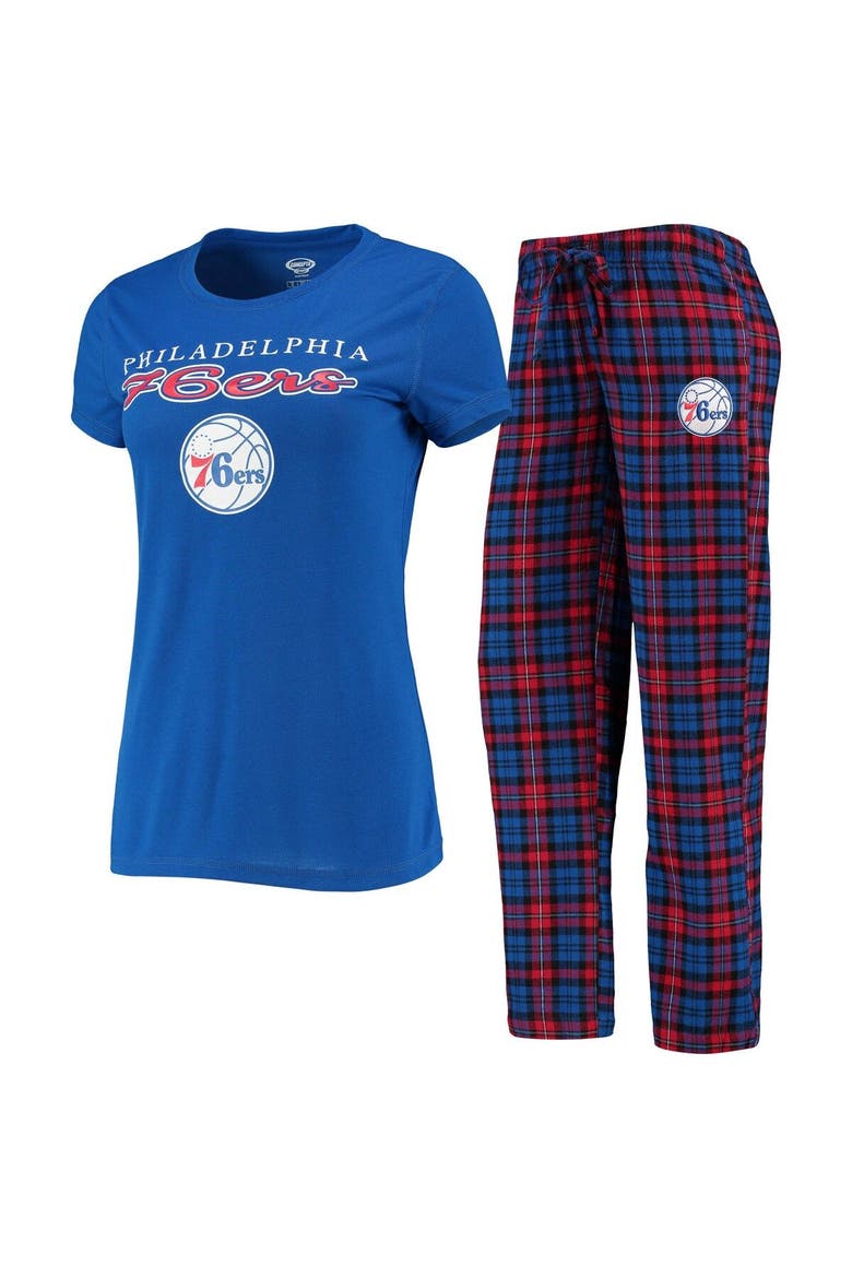 Women's Concepts Sport Royal/Red Philadelphia 76ers Lodge T-Shirt and Pants Sleep Set, Main, color, Royal