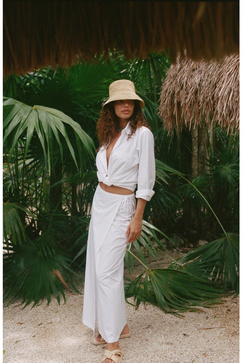 Willa Organic Linen Cover-Up Wrap Skirt, Alternate, color, WHITE