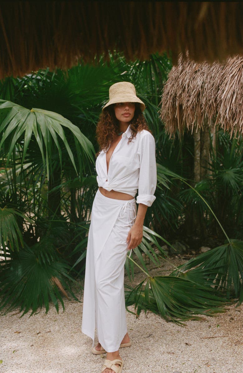 Vitamin A<sup>®</sup> Willa Organic Linen Cover-Up Wrap Skirt, Alternate, color, White