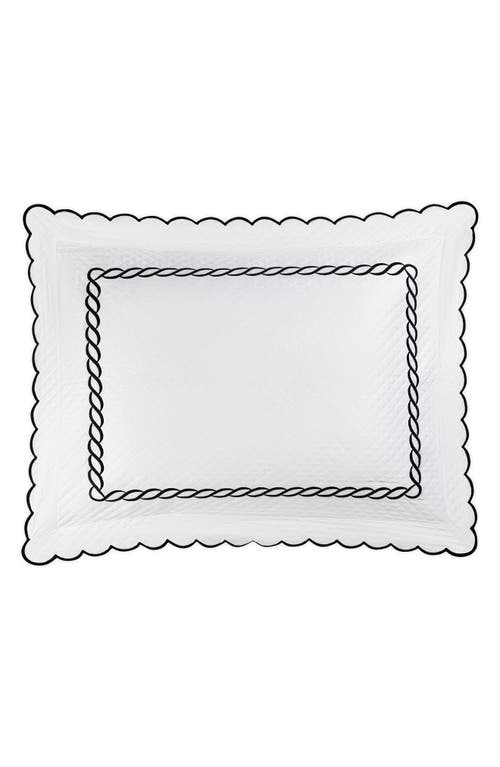 Matouk Classic Chain Scallop Matelassé Pillow Sham In Black