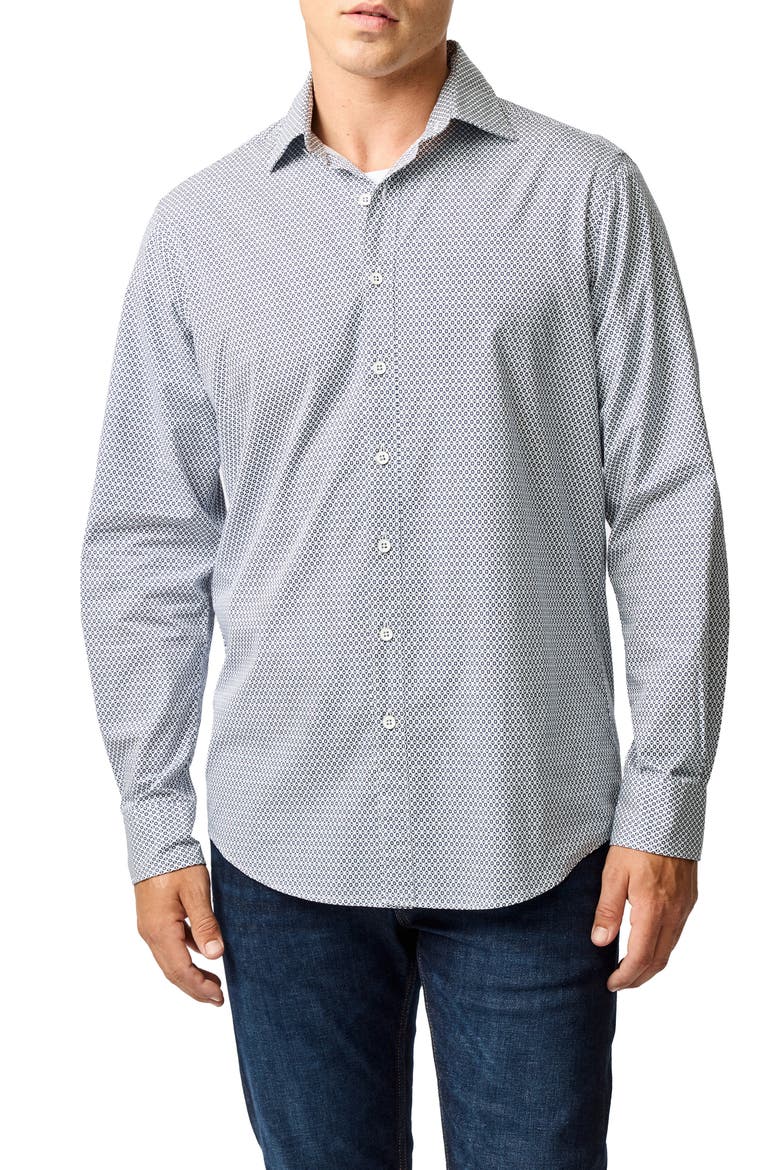 Wiltshire Original Fit Microprint Organic Cotton Button-Up Shirt, Main, color, PORCELAIN