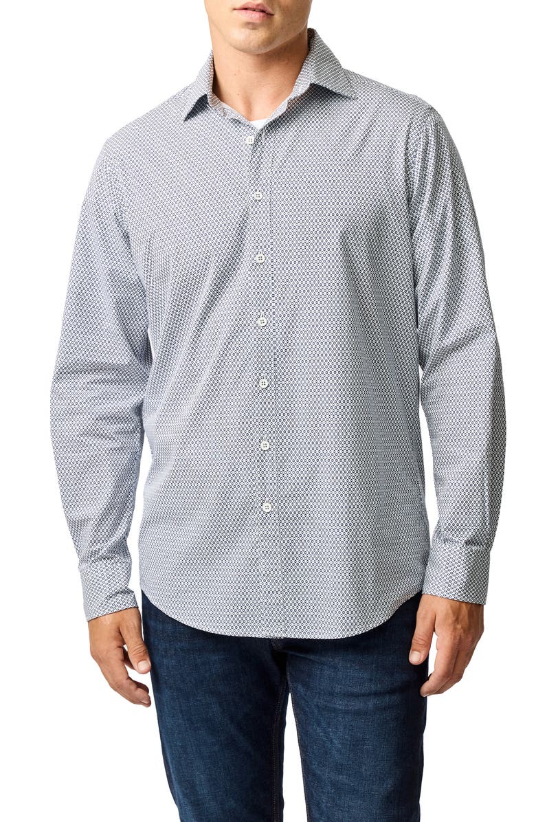 Rodd & Gunn Wiltshire Original Fit Microprint Organic Cotton Button-Up Shirt, Main, color, Porcelain