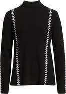 Elie Tahari The Goldie Mock Neck Rib Top